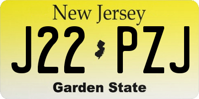 NJ license plate J22PZJ