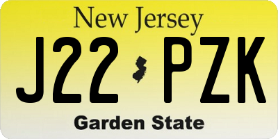 NJ license plate J22PZK