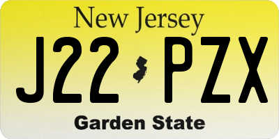NJ license plate J22PZX
