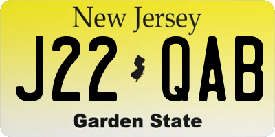 NJ license plate J22QAB