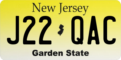 NJ license plate J22QAC