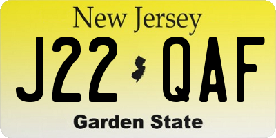 NJ license plate J22QAF