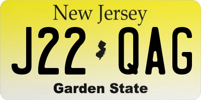 NJ license plate J22QAG