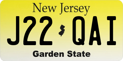 NJ license plate J22QAI