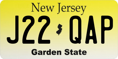 NJ license plate J22QAP