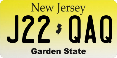NJ license plate J22QAQ