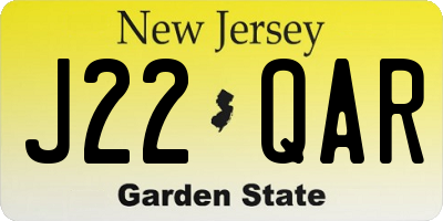 NJ license plate J22QAR