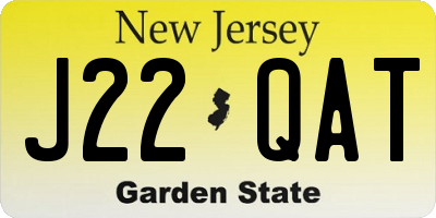 NJ license plate J22QAT
