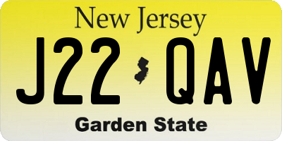 NJ license plate J22QAV
