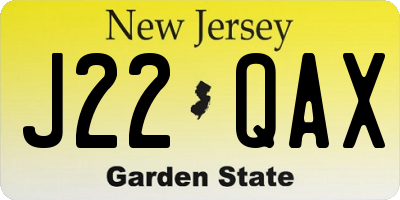 NJ license plate J22QAX