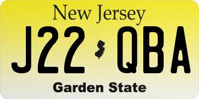 NJ license plate J22QBA