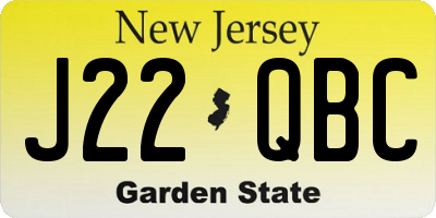 NJ license plate J22QBC