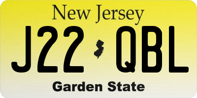 NJ license plate J22QBL