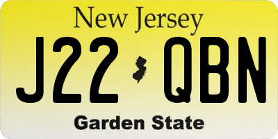 NJ license plate J22QBN