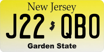 NJ license plate J22QBO