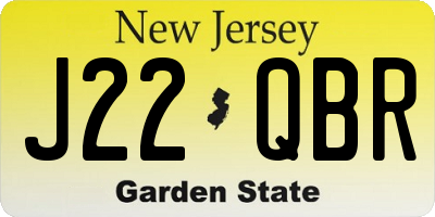 NJ license plate J22QBR