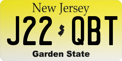 NJ license plate J22QBT