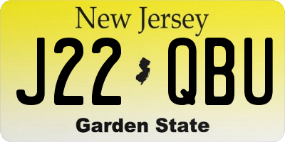 NJ license plate J22QBU