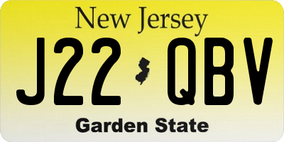 NJ license plate J22QBV