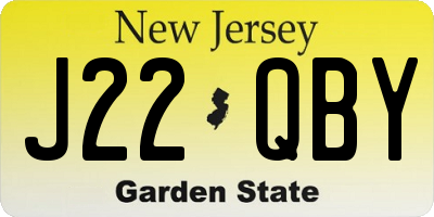 NJ license plate J22QBY