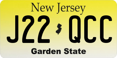 NJ license plate J22QCC