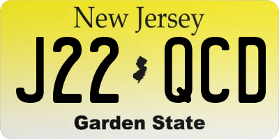 NJ license plate J22QCD