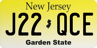 NJ license plate J22QCE