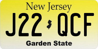 NJ license plate J22QCF