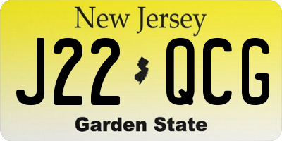 NJ license plate J22QCG