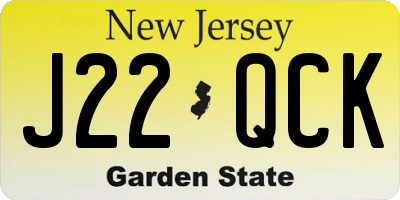 NJ license plate J22QCK