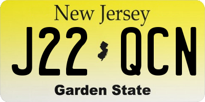 NJ license plate J22QCN