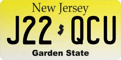 NJ license plate J22QCU