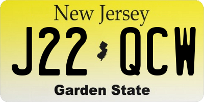 NJ license plate J22QCW