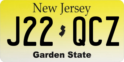 NJ license plate J22QCZ