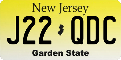 NJ license plate J22QDC