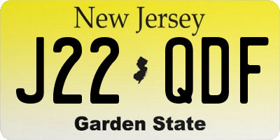 NJ license plate J22QDF