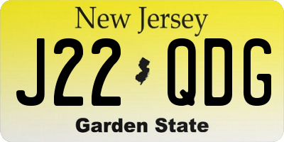 NJ license plate J22QDG