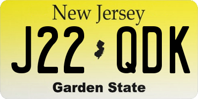 NJ license plate J22QDK
