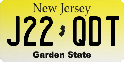 NJ license plate J22QDT