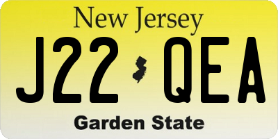 NJ license plate J22QEA