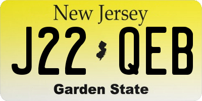 NJ license plate J22QEB