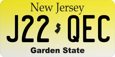 NJ license plate J22QEC