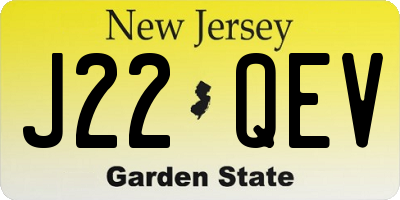 NJ license plate J22QEV