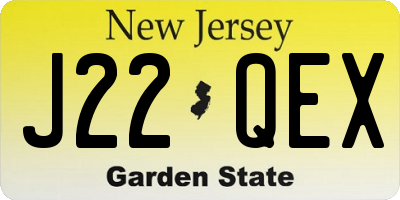 NJ license plate J22QEX