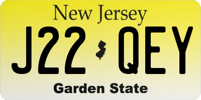 NJ license plate J22QEY