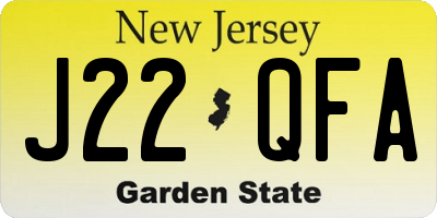 NJ license plate J22QFA