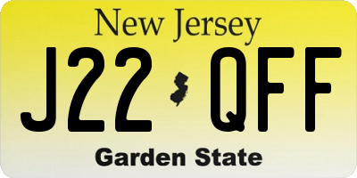 NJ license plate J22QFF
