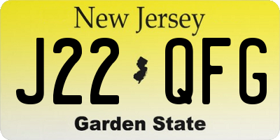 NJ license plate J22QFG