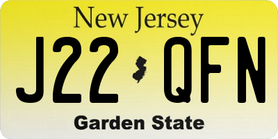 NJ license plate J22QFN