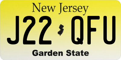 NJ license plate J22QFU